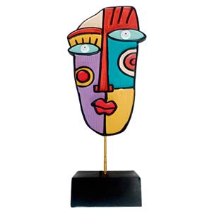 Escultura de rostro de mujer abstracto de varios colores de 42.5cm