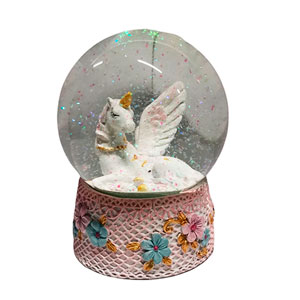 Bola de cristal con agua y unicornio de 13.5 cm
