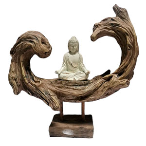 Buda sobre árbol de resina de 25.5×9.5x26cm