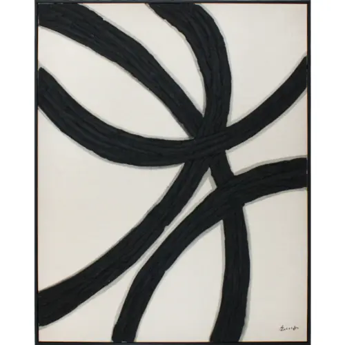 Cuadro café con líneas negras de 80x100x4.5cm