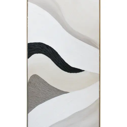Cuadro con diseño abstracto beige con negro y blanco de 60x120x4.5cm