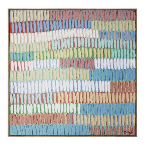 Cuadro de arte diseño abstracto de líneas de colores de 90x90x4.5cm