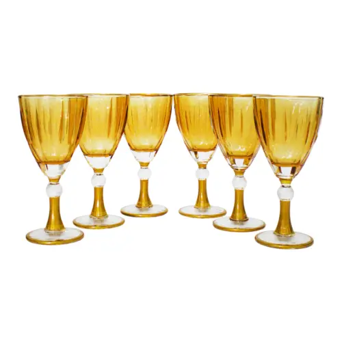Juego de 6 copas de cristal ambar de 9×7.3×18.3cm