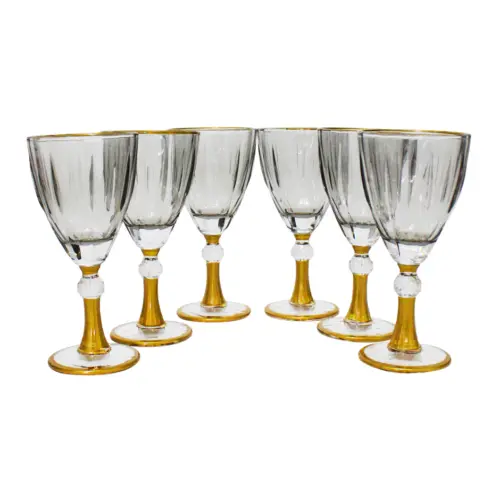 Juego de 6 copas de cristal color humo de 9×7.3×18.3cm