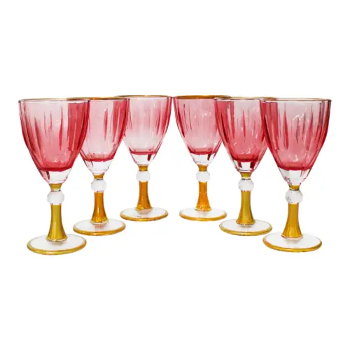 Juego de 6 copas de cristal rojo de 9×7.3×18.3cm