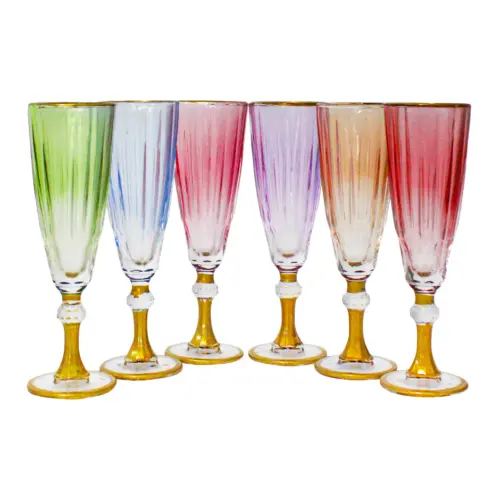 Juego de 6 copas de cristal para champagne de colores de 6.2×6.3×20.5cm