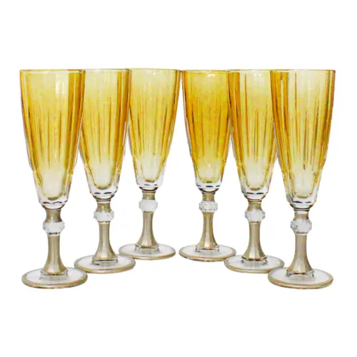 Juego de 6 copas de cristal para champagne ambar de 6.2×6.3×20.5cm