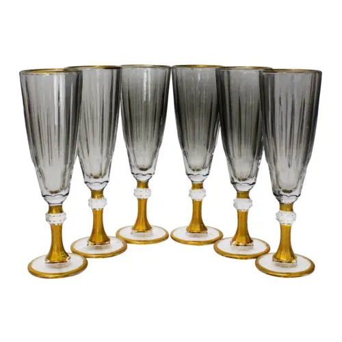 Juego de 6 copas de cristal para champagne color humo de 6.2×6.3×20.5cm
