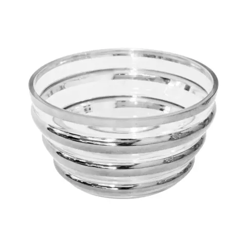 Bowl de cristal con líneas plateadas de 22x22x13cm