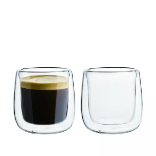 Juego de 6 Vasos de cristal con doble forro de 7x5x5cm