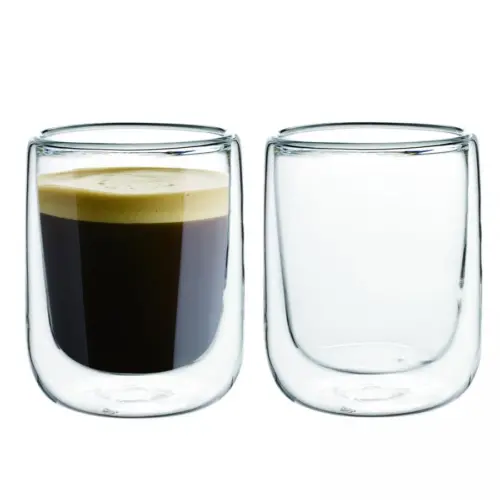 Juego de 6 Vasos de cristal con doble forro de 9x6x6cm