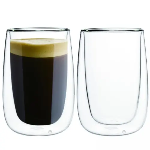Juego de 6 Vasos de cristal con doble forro de 12x7x8cm