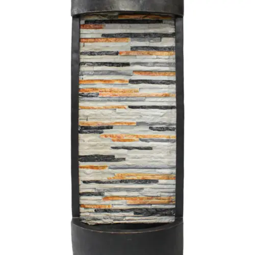 Fuente de pared de piedra de poliresina con tiras de LED de 31.5x20x81.5cm