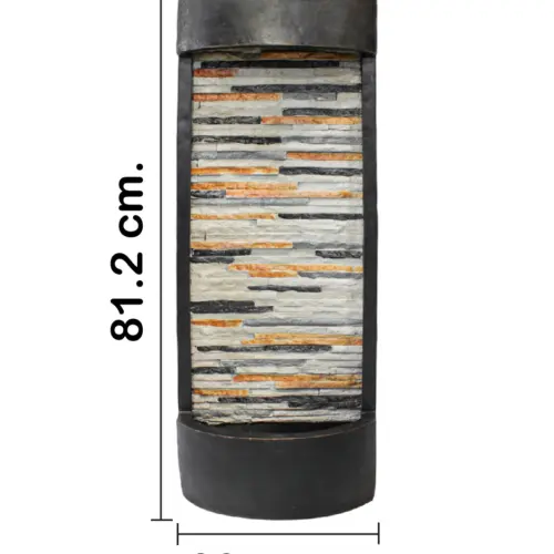 Fuente de pared de piedra de poliresina con tiras de LED de 31.5x20x81.5cm