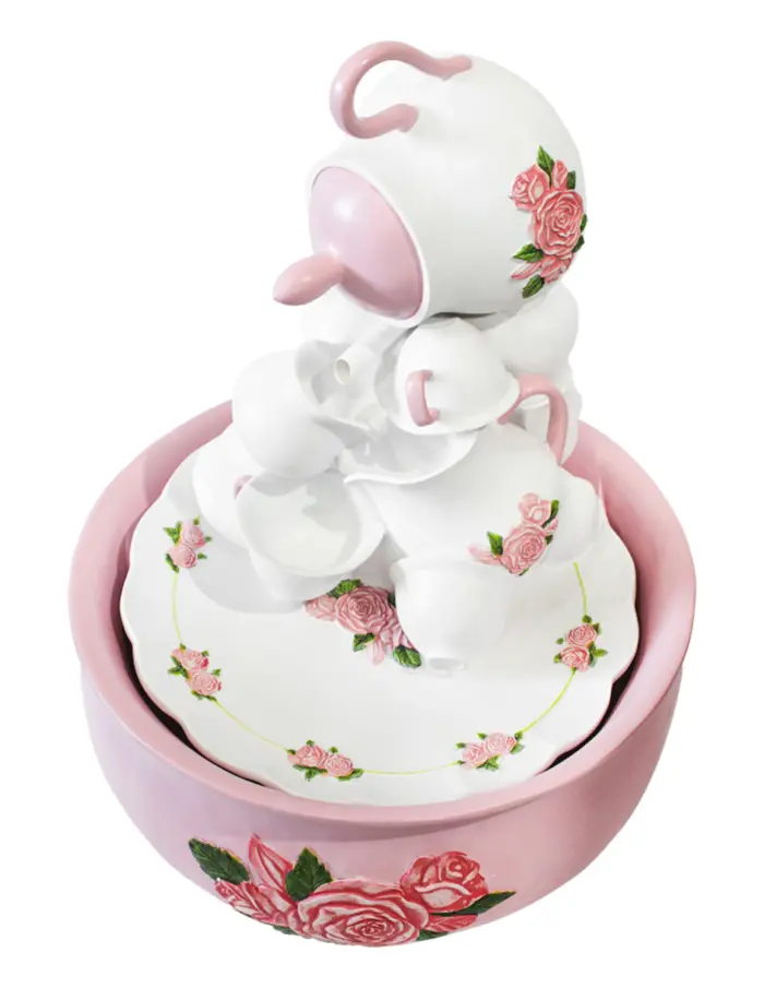 Fuente de tazas de poliresina de 51.5x51.5x71.5cm - Image 3