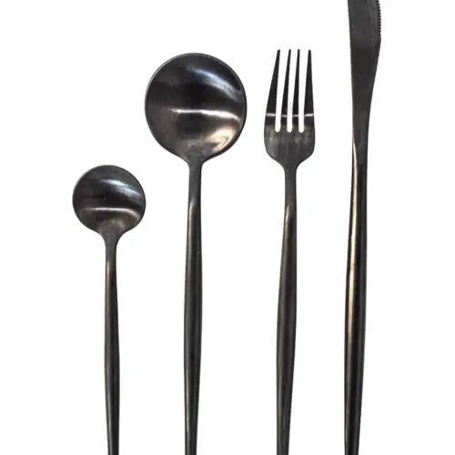 Juego de cubiertos para 4 de acero inoxidable negro mate