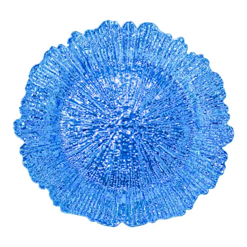 Plato de presentación con diseño hoja azul rey de 33x33x2cm