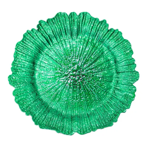 Plato de presentación con diseño hoja verde esmeralda de 33x33x2cm