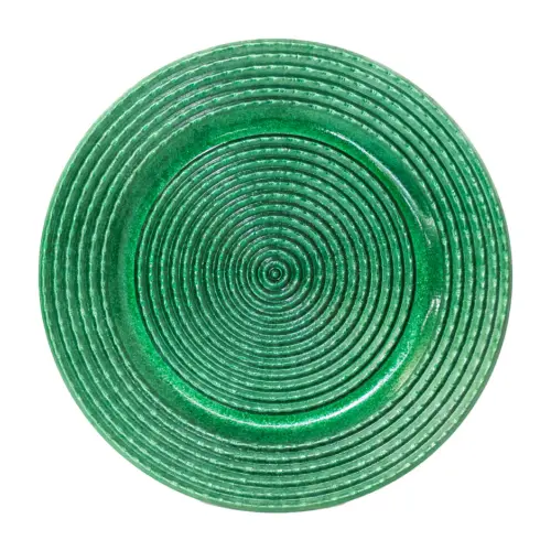 Plato de presentación diseño anillos verde esmeralda de 33x33x2cm