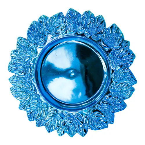 Plato de presentación diseño hojas azul rey de 35x35x2.5cm