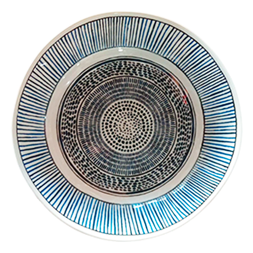 Bowl de melamina azul con diseño de 19x19x5cm