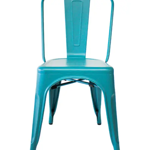 Silla de metal en color azul de 44.5x52x85.5cm