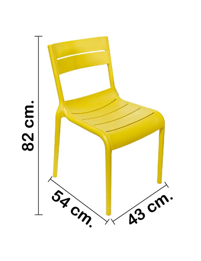 Silla de plástico amarilla de 50.5x56x82cm - Image 2