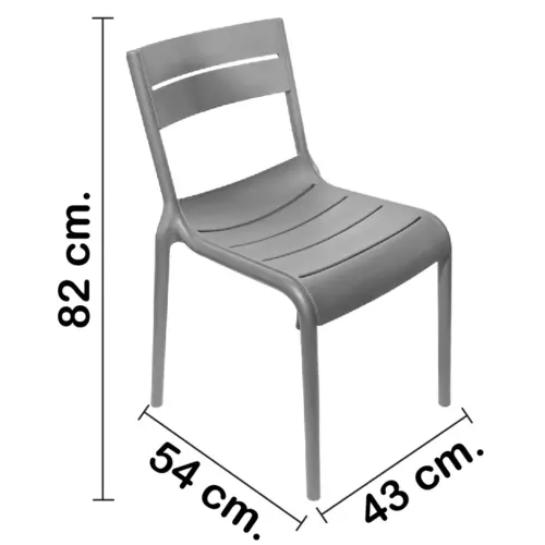 Silla de plástico gris de 50.5x56x82cm