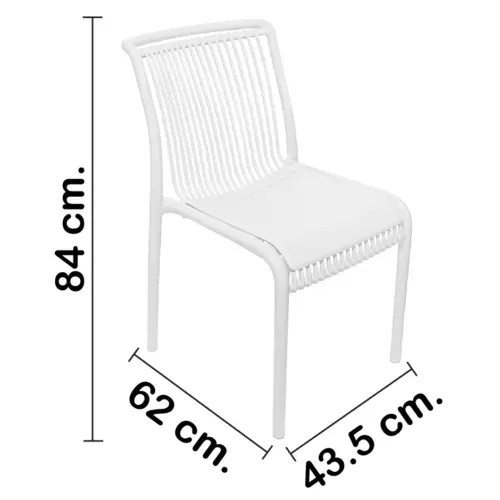 Silla de plástico blanca con cojín diseño tiras de 52.5x64x83.3cm