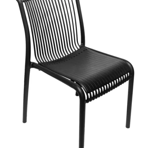 Silla de plástico negra con cojín de diseño tiras de 52.5x64x83.3cm