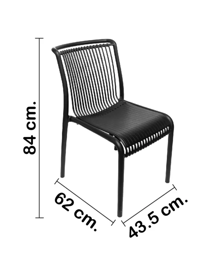 Silla de plástico negra con cojín de diseño tiras de 52.5x64x83.3cm - Image 2