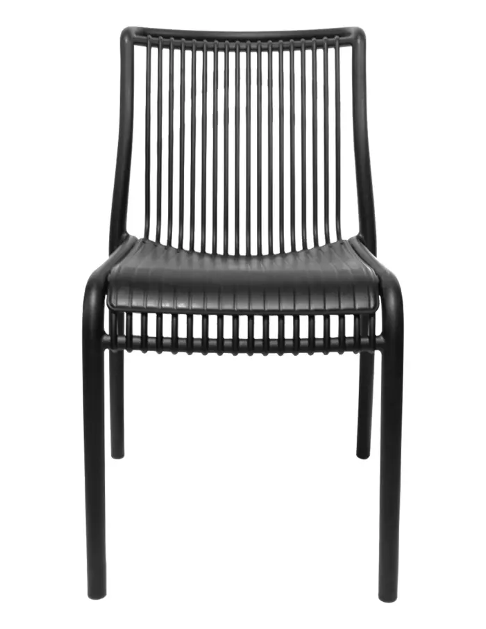 Silla de plástico negra con cojín de diseño tiras de 52.5x64x83.3cm - Image 3