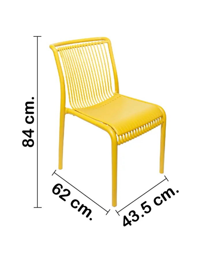 Silla de plástico amarilla con cojín diseño tiras de 52.5x64x83.3cm - Image 2