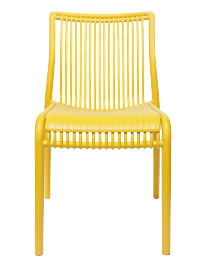 Silla de plástico amarilla con cojín diseño tiras de 52.5x64x83.3cm - Image 3