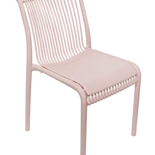 Silla de plástico rosa con cojín diseño tiras de 52.5x64x83.3cm