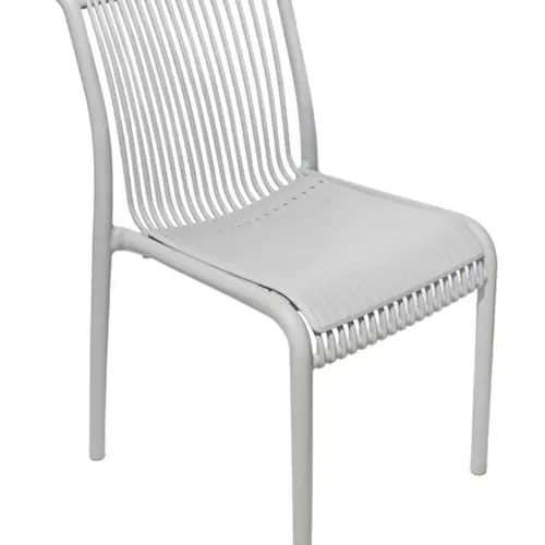 Silla de plástico gris claro con cojín diseño tiras de 52.5x64x83.3cm
