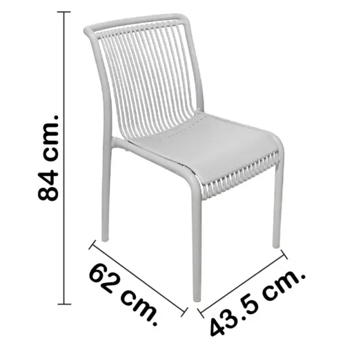 Silla de plástico gris claro con cojín diseño tiras de 52.5x64x83.3cm