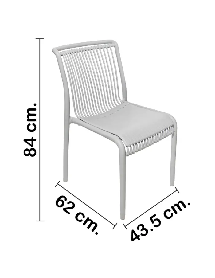 Silla de plástico gris claro con cojín diseño tiras de 52.5x64x83.3cm - Image 2
