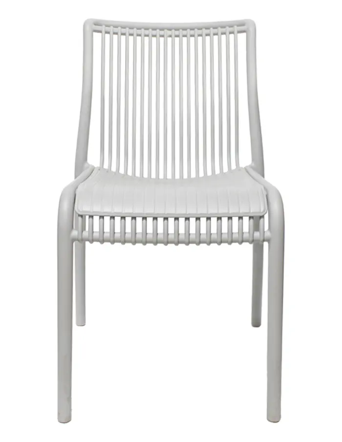 Silla de plástico gris claro con cojín diseño tiras de 52.5x64x83.3cm - Image 3
