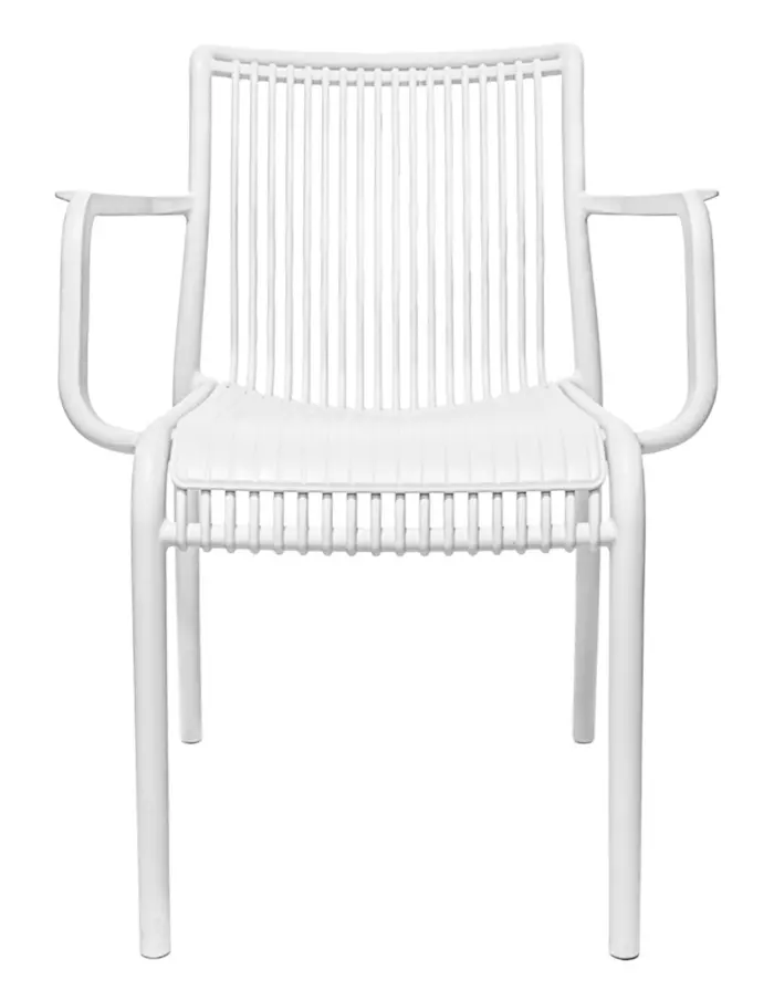 Silla de plástico con descansabrazos blanca con cojín diseño tiras de 59.8x64x83.3cm - Image 3