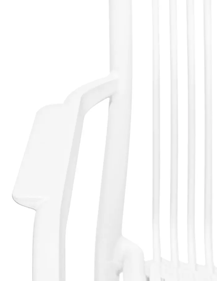 Silla de plástico con descansabrazos blanca con cojín diseño tiras de 59.8x64x83.3cm - Image 4