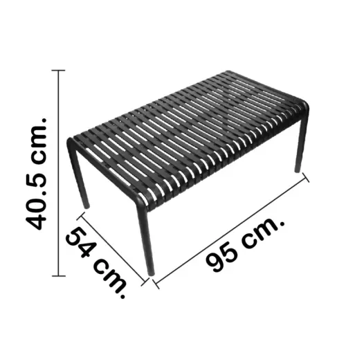 Mesa de plástico negro diseño tiras de 96×54.8x40cm54.8x96x40cm
