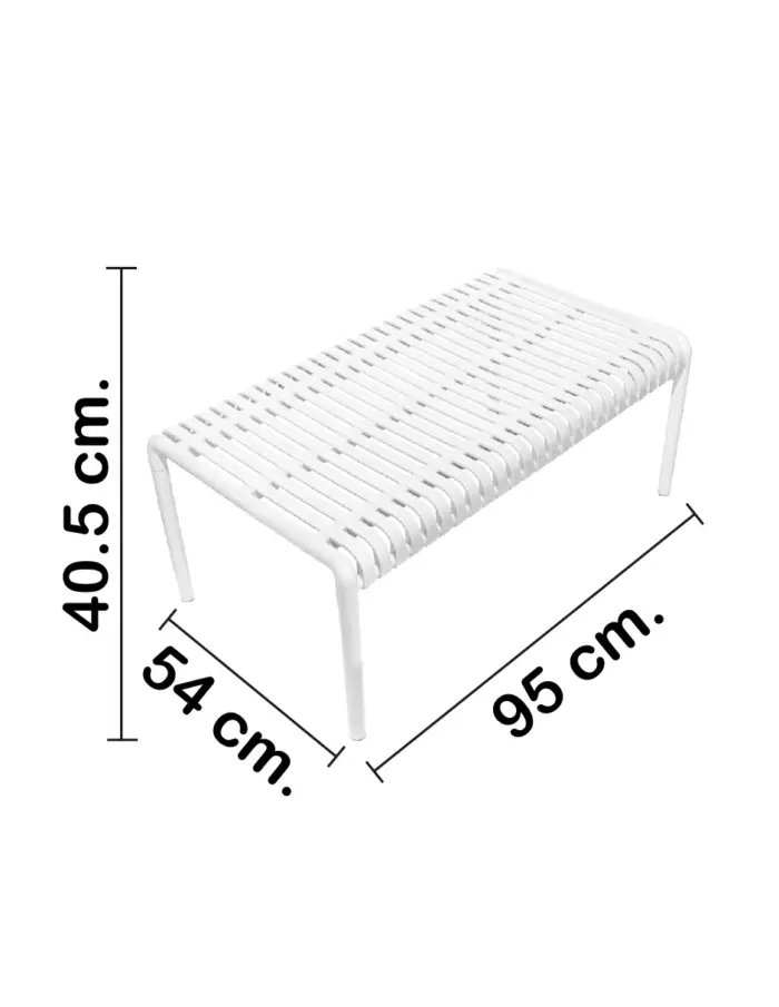 Mesa de plástico blanco diseño tiras de 96x54.8x40cm54.8x96x40cm - Image 2
