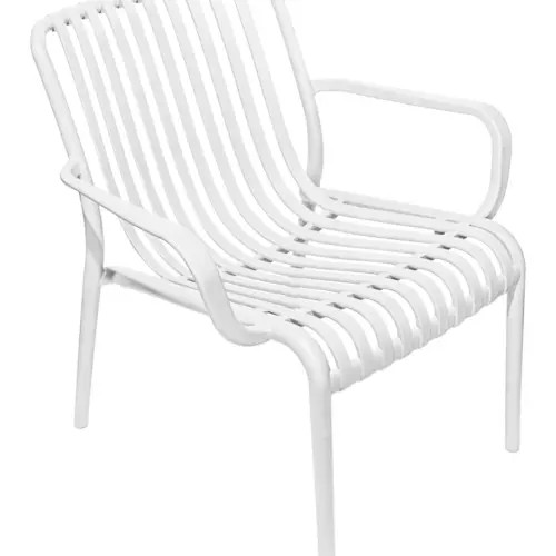 Silla de plástico con descansabrazos blanca diseño tiras de 69.9×74.7x77cm