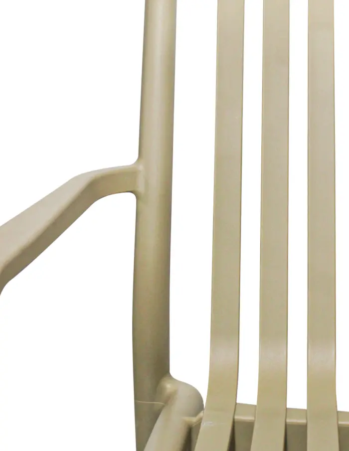 Sillón de 2 plazas de plástico con descansabrazos beige diseño tiras de 73x119x77cm - Image 4