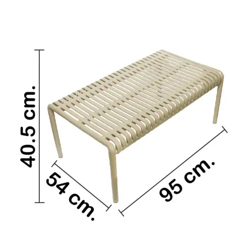 Mesa de plástico beige diseño tiras de 96×54.8x40cm54.8x96x40cm
