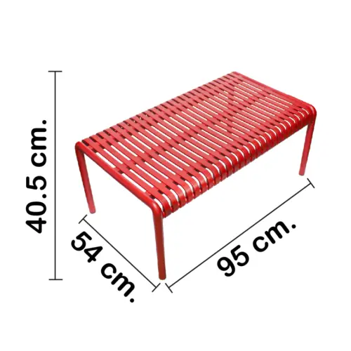 Mesa de plástico rojo diseño tiras de 96×54.8x40cm54.8x96x40cm
