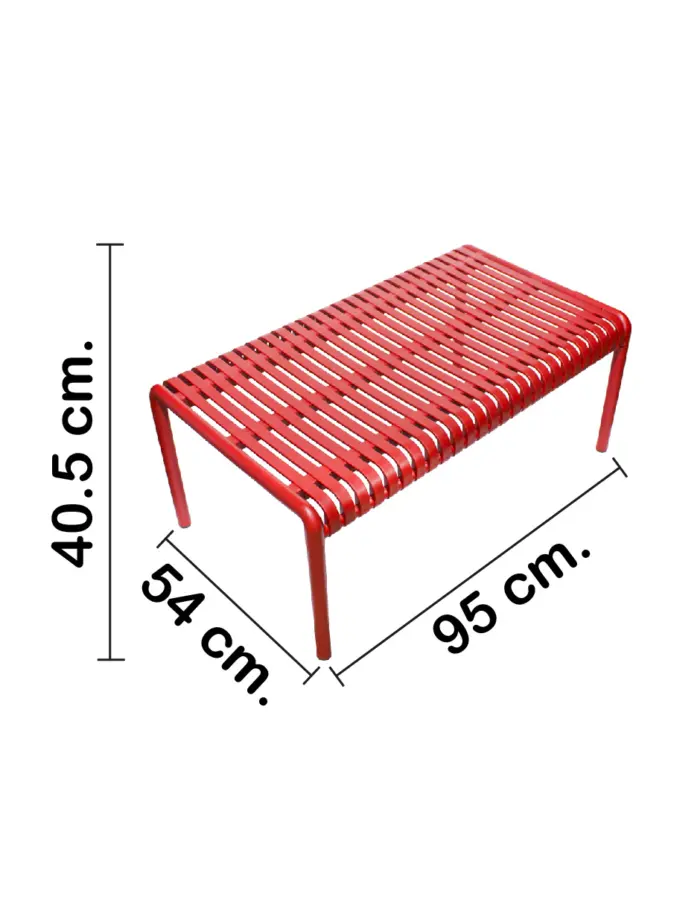 Mesa de plástico rojo diseño tiras de 96x54.8x40cm54.8x96x40cm - Image 2