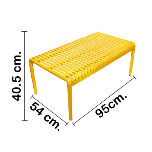 Mesa de plástico amarillo diseño tiras de 96×54.8x40cm54.8x96x40cm