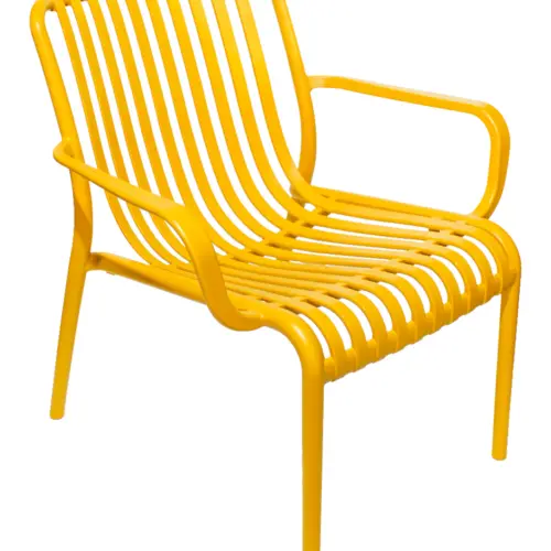 Silla de plástico con descansabrazos amarillo diseño tiras de 69.9×74.7x77cm